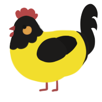 A yellow and sable chicken with a head pattern