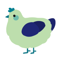 A gluppy and navy chicken