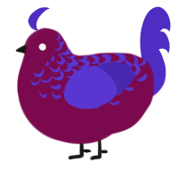 A wine and indigo chicken with a half-lace pattern