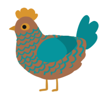 A brown and teal chicken with a lace pattern