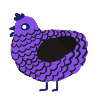 Midnight Violets, a blurple and sable chicken with a lace pattern