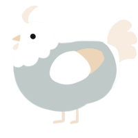 foog, a silver and cream chicken with a head pattern