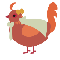 A red and vermilion chicken with a neck-speckle pattern