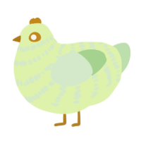 A apple and gluppy chicken with a bar pattern