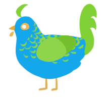 A sky and grass chicken with a half-lace pattern