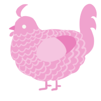Pink, a pink chicken with a lace pattern
