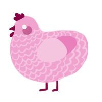 A pink chicken with a lace pattern