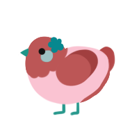 A rose and red chicken with a head pattern
