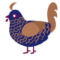 A navy and brown chicken with a lace pattern