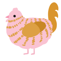 A rose and orange chicken with a bar pattern