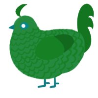 Moss, a viridian and leaf chicken with a lace pattern