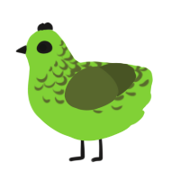 Zombie, a grass and olive chicken with a half-lace pattern