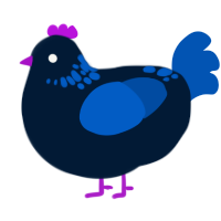 A tumblr and ultramarine chicken with a neck-speckle pattern