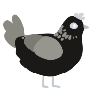A sable and ash chicken with a neck-speckle pattern