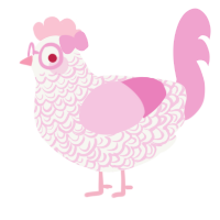A white and pink chicken with a double-lace pattern