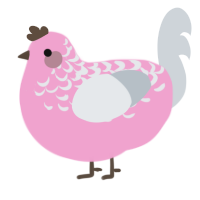 A pink and mist chicken with a half-lace pattern