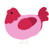 A pink and crimson chicken with a head pattern