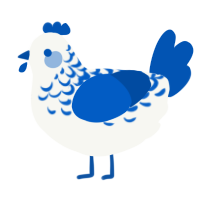 Ultramarine Lace, a white and ultramarine chicken with a half-lace pattern