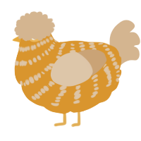 A orange and beige chicken with a bar pattern