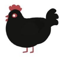 A black chicken with a lace pattern