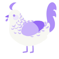 A white and lilac chicken with a half-lace pattern