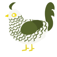 A white and olive chicken with a lace pattern