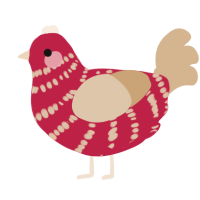 (unnamed), a crimson and beige chicken with a bar pattern