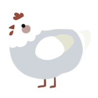 pillow, a mist and white chicken with a head pattern