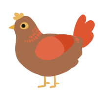 A brown and vermilion chicken with a neck-band pattern