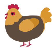 A bark and orange chicken with a head pattern