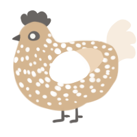 A beige and cream chicken with a speckle pattern