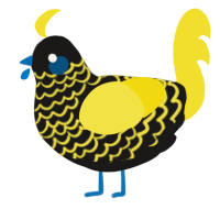 Stumble Dee, a sable and yellow chicken with a lace pattern