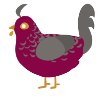 MontEggue, a maroon and grey chicken with a half-lace pattern