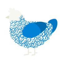 A white and sapphire chicken with a double-lace pattern