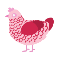 A rose and crimson chicken with a lace pattern