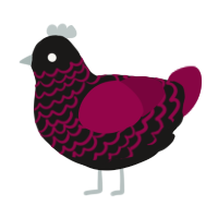 A sable and maroon chicken with a lace pattern