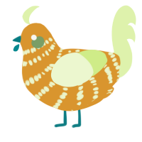 A orange and apple chicken with a bar pattern