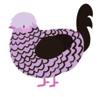 rosewalker, a lilac and sable chicken with a lace pattern