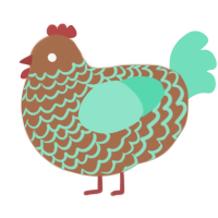 Coral Reef, a brown and mint chicken with a lace pattern