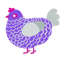 Lilac, a blurple and silver chicken with a lace pattern