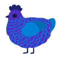 A indigo and sapphire chicken with a lace pattern