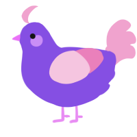A blurple and pink chicken