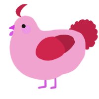 A pink and crimson chicken