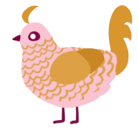 A rose and orange chicken with a lace pattern