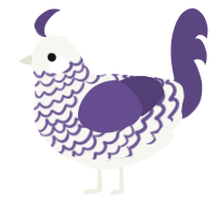 A white and overcast chicken with a lace pattern