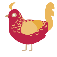 A crimson and honey chicken with a half-lace pattern