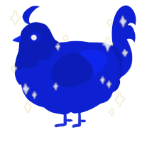 A yellow chicken with a head pattern