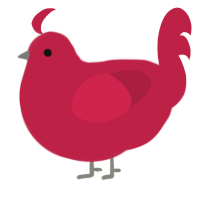 A crimson chicken