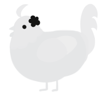 A sable and black chicken with a head pattern