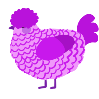 A lavender and amethyst chicken with a lace pattern